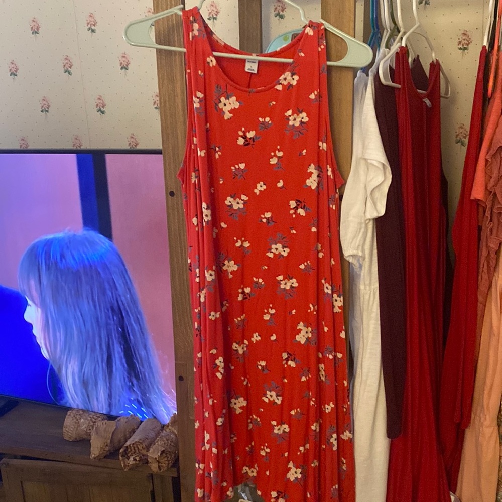 Red floral dress